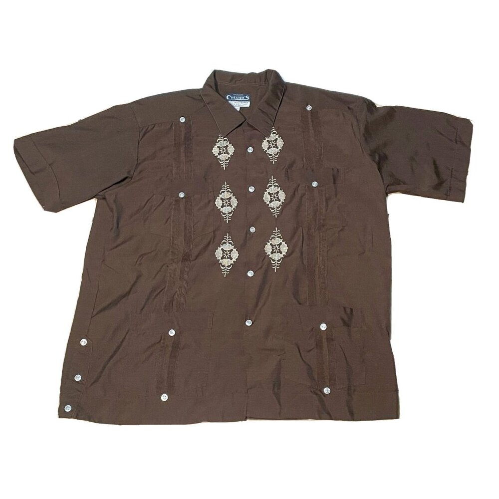 Creaciones Chester's button up collared shirt mens 44 short sleeve brown